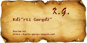 Kürti Gergő névjegykártya